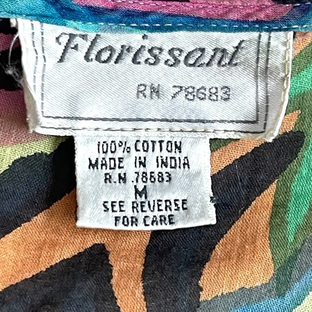 Vintage Florissant Abstract 100% Cotton Top Tee Made in India Coverup Boho - Picture 3 of 9